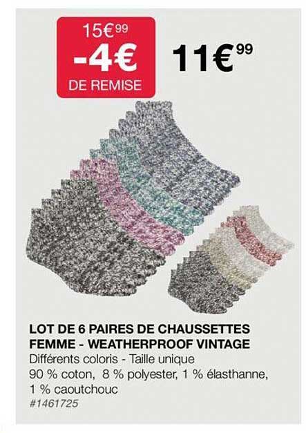 Lot De 6 Paires De Chaussettes Femme - Weatherproof Vintage
