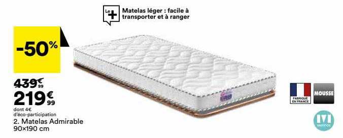 matelas admirable 90 x 190 cm merinos
