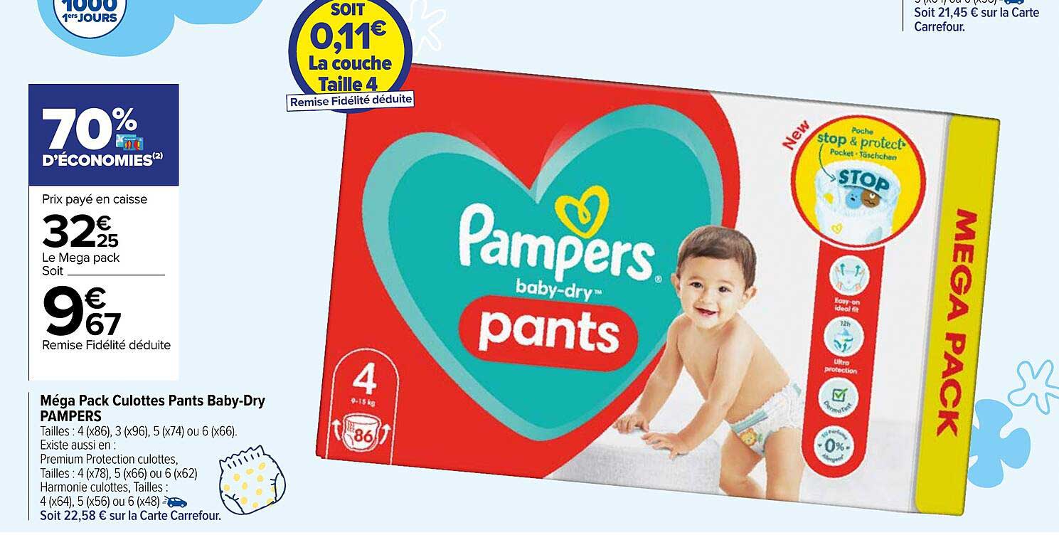 méga pack culottes pants baby-dry pampers