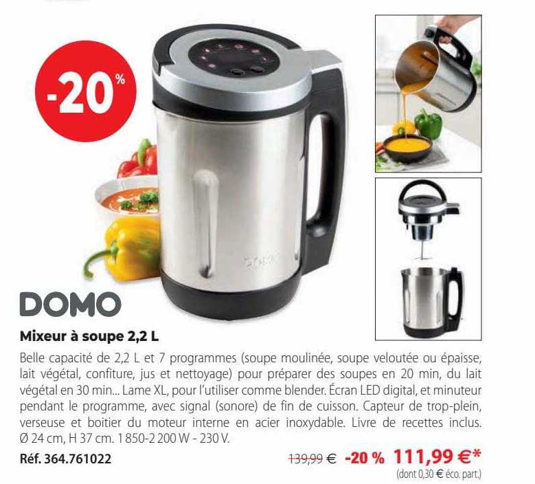 mixeur à soupe 2,2l domo