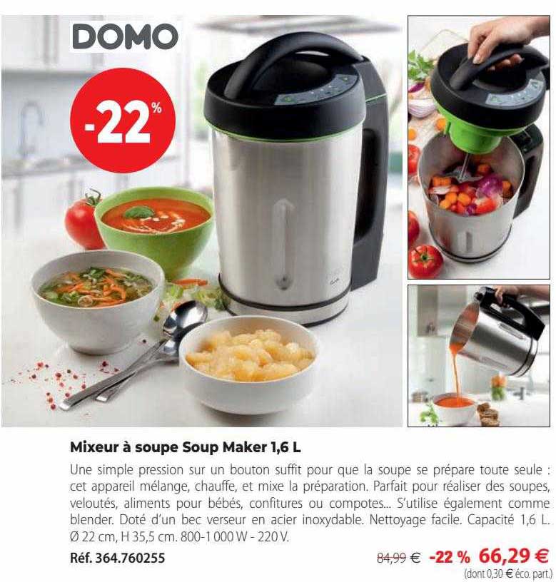 mixeur à soupe soup maker 1,6l domo