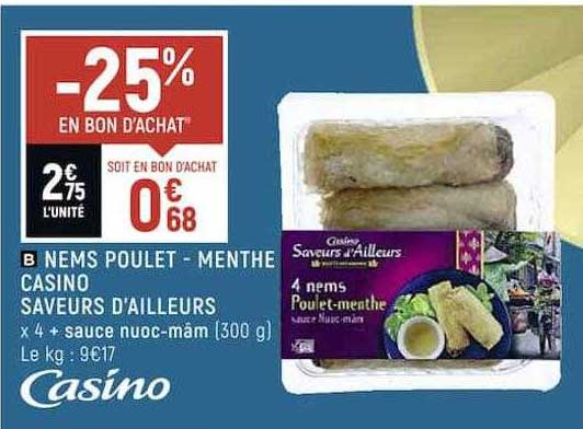 nems poulet - menthe casino saveurs d'ailleurs