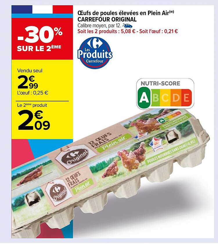 oeufs de poules élevées en plein air carrefour original