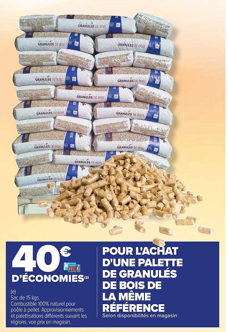 palette de granulés de bois de la même référence