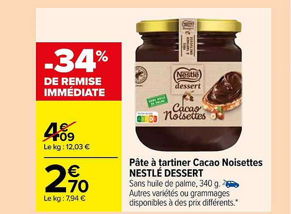 Pâte à Tartiner Cacao Noisettes Nestlé Dessert