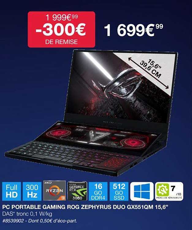 pc portable gaming rog zephyrus duo gx551qm 15,6"