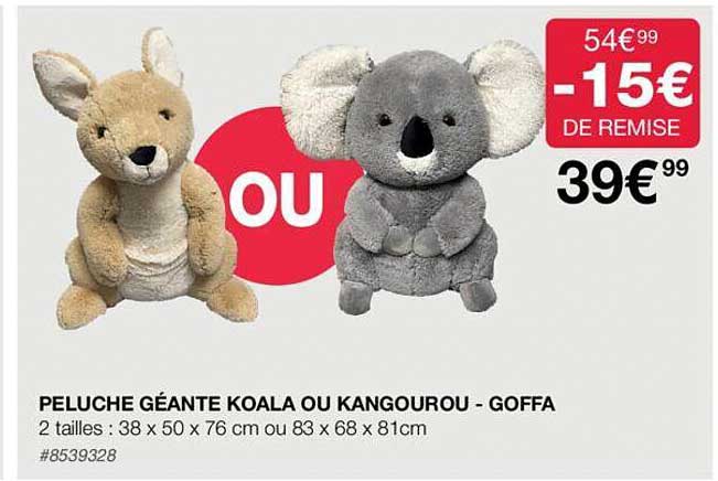 peluche géante koala ou kangourou - goffa