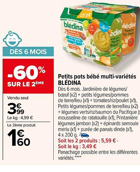 petits pots bébé multi-variétés blédina