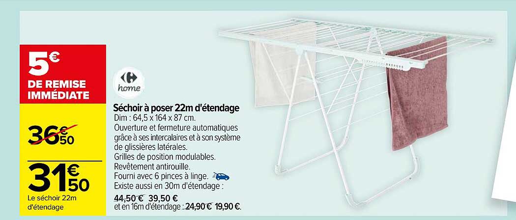 séchoir à poser 22m d'étendage