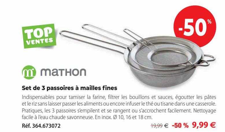 set de 3 passoires à mailles fines mathon
