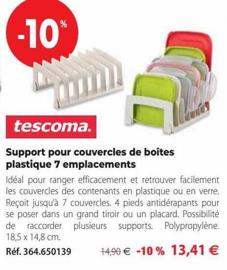 support pour couvercles de boîtes plastique 7 emplacements tescoma