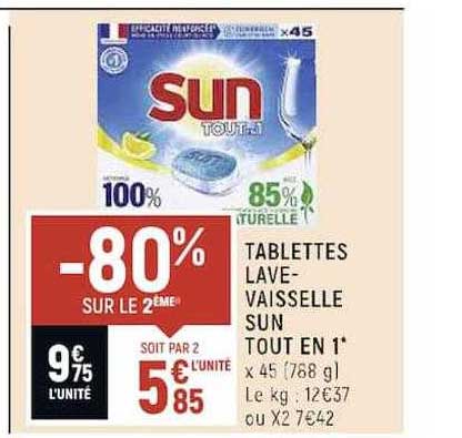 tablettes lave-vaisselle sun tout en 1