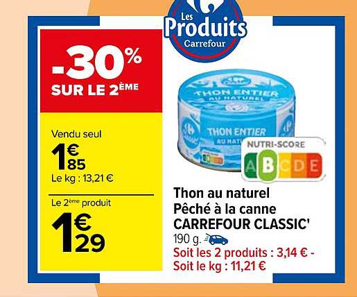 Thon Au Naturel Pêché à La Canne Carrefour Classic'