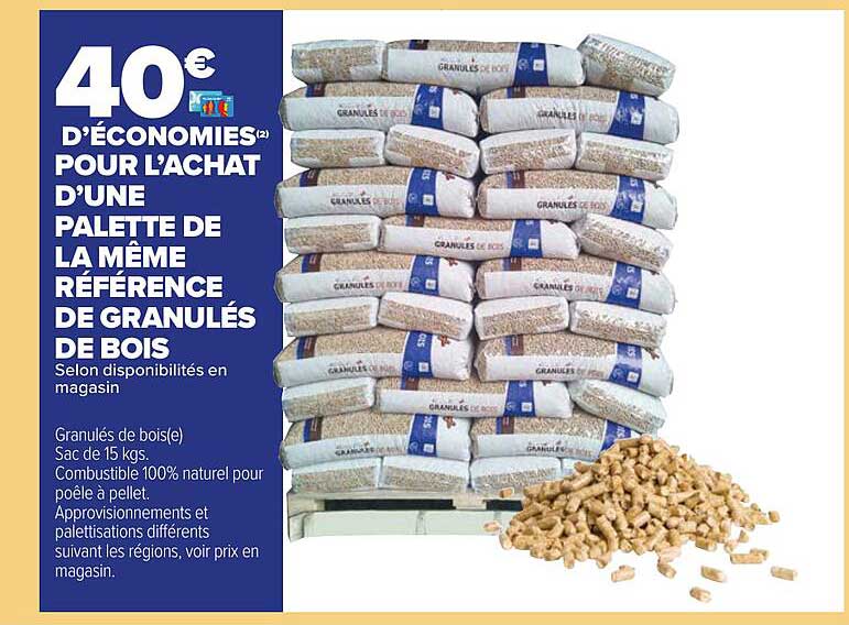 une palette de la même référence de granulés de bois