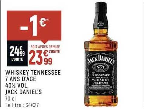 whiskey tennessee 7 ans d'âge 40% vol. jack daniel's