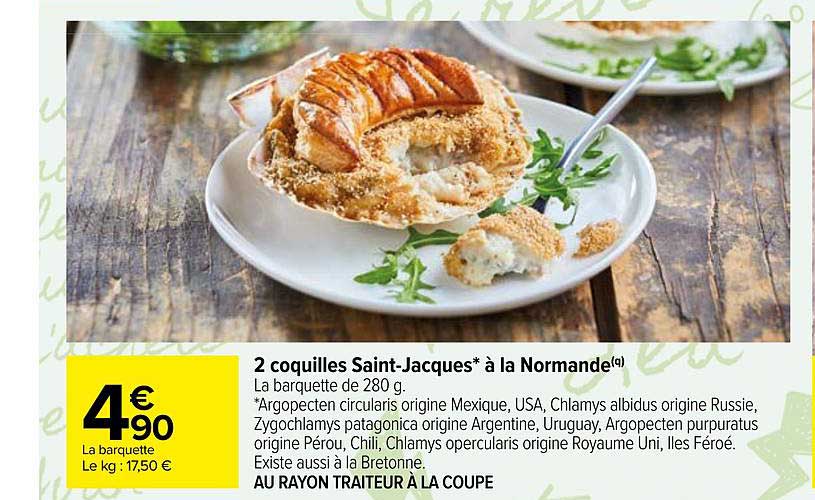 2 coquilles saint jacques à la normandie
