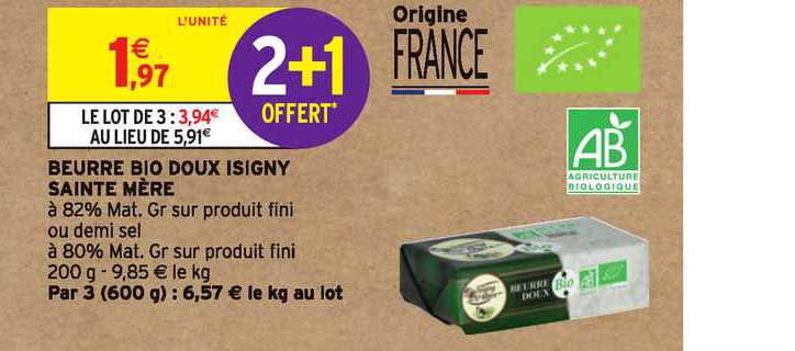 beurre bio doux isigny saint mère