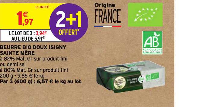 beurre bio doux isigny sainte mère