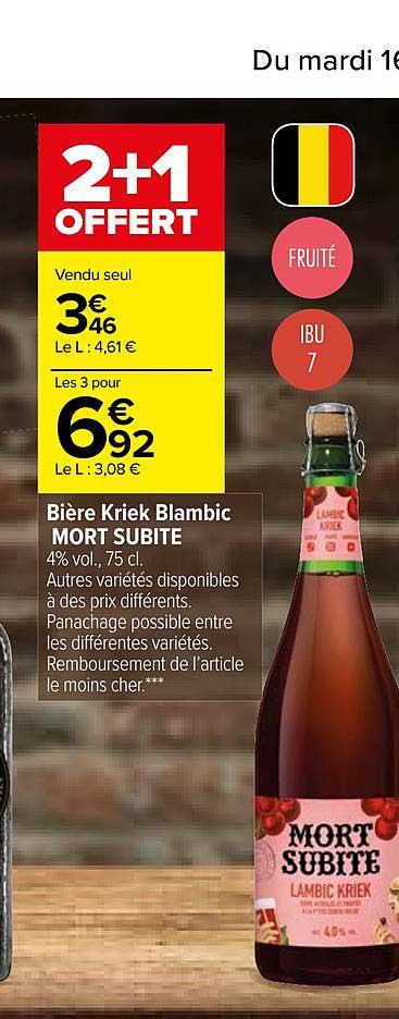 bière kriek blambic mort subite 2+1 offert