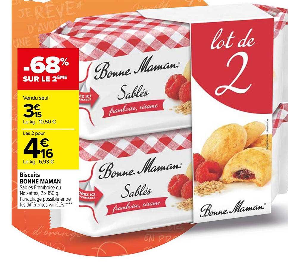 biscuits bonne maman -68% sur le 2ème