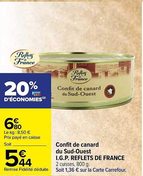 confit de canard du sud ouest i.g.p. reflets de france