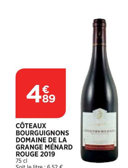 côteaux bourguignons domaine de la grange ménard rouge 2019
