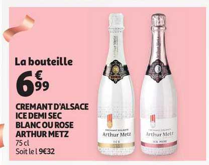 crémant d'alsace ice demi sec blanc ou rose arthur metz