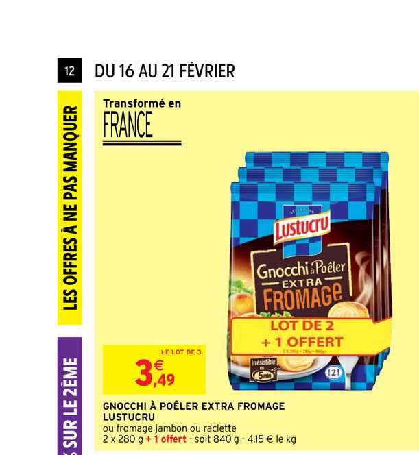 Gnocchi à Poêler Extra Fromage Lustucru