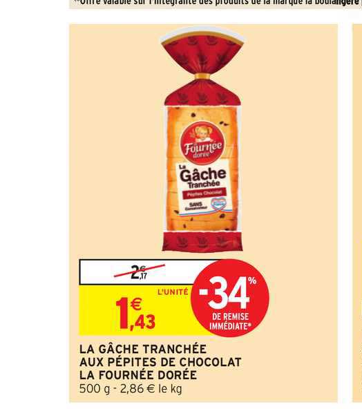 la gâche tranchée aux pépites de chocolat la fournée dorée