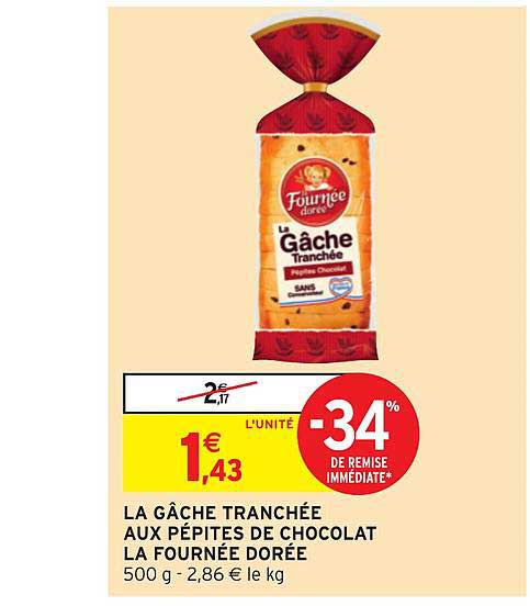 la gâche tranchée aux pépites de chocolat la fournée dorée