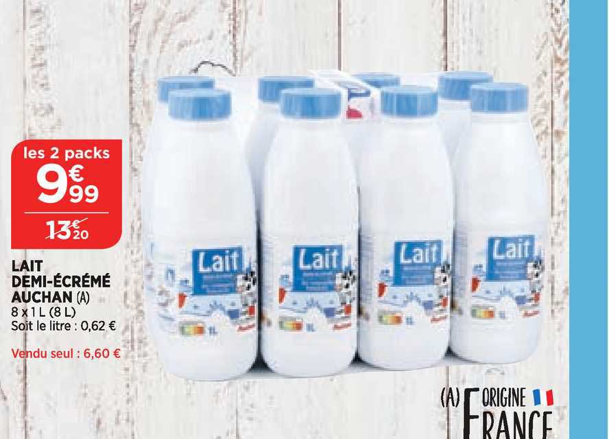 lait demi-écrémé auchan