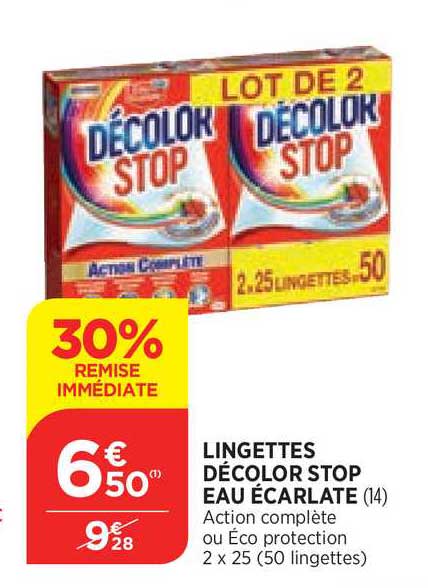 lingettes décolor stop eau écarlate