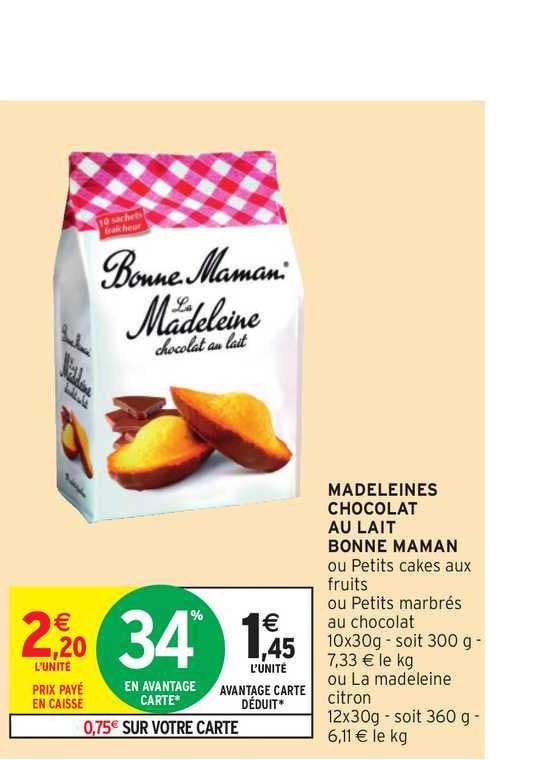 madeleines chocolat au lait bonne maman