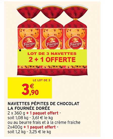 navettes pépites de chocolat la fournée dorée