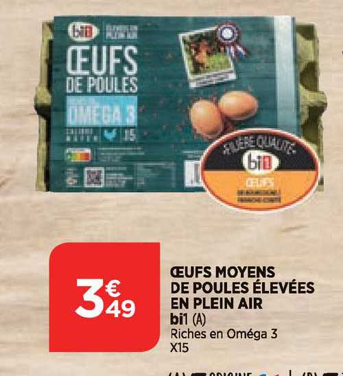 oeufs moyens de poules élevées en plein air bi1