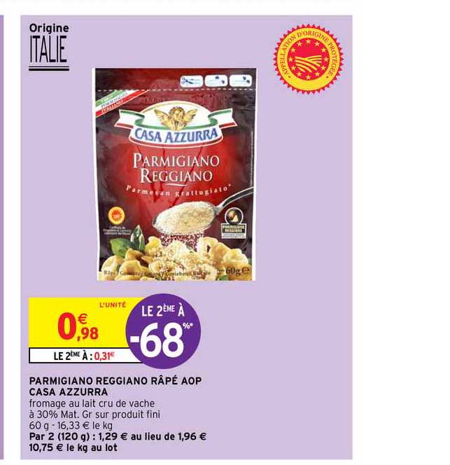 parmigiano reggiano râpé aop casa azzurra