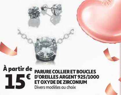 parure collier et boucle d'oreilles argent 928-1000 et oxyde de zirconium