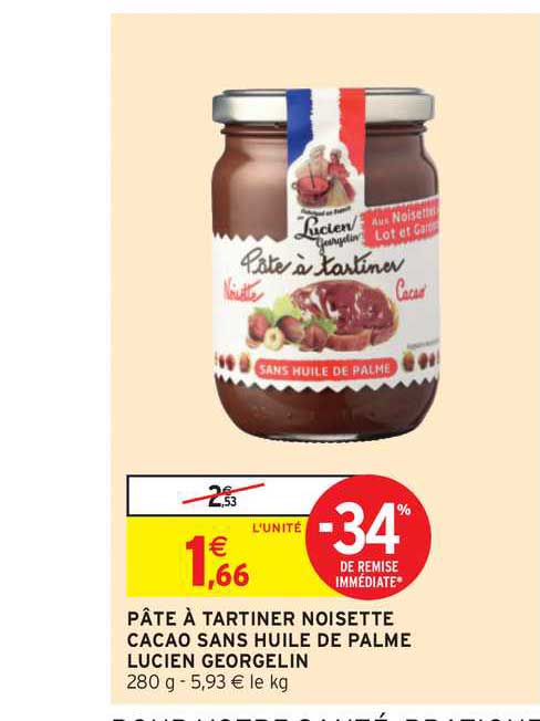 pâte à tartiner noisette cacao sans huile de palme lucien georgelin