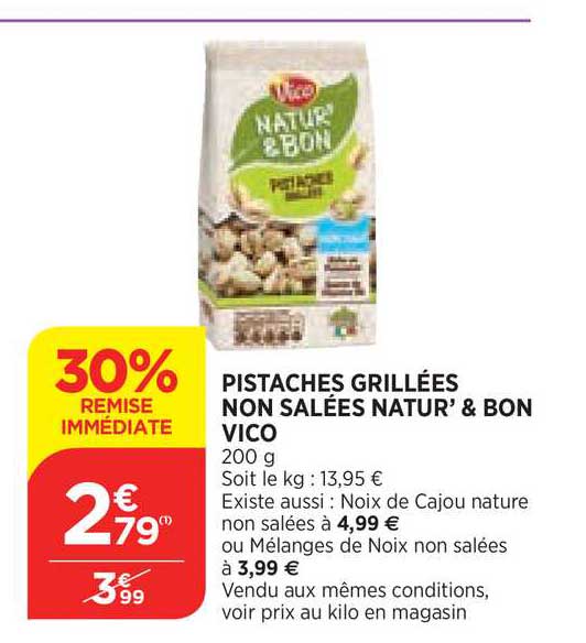 pistaches grillées non salée natur' & bon vico