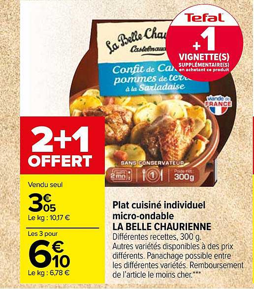 plat cuisiné individuel micro ondable la belle chaurienne 2+1 offert