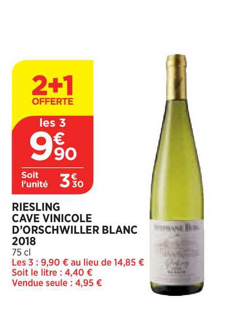 riesling cave vinicole d'orschwiller blanc 2018