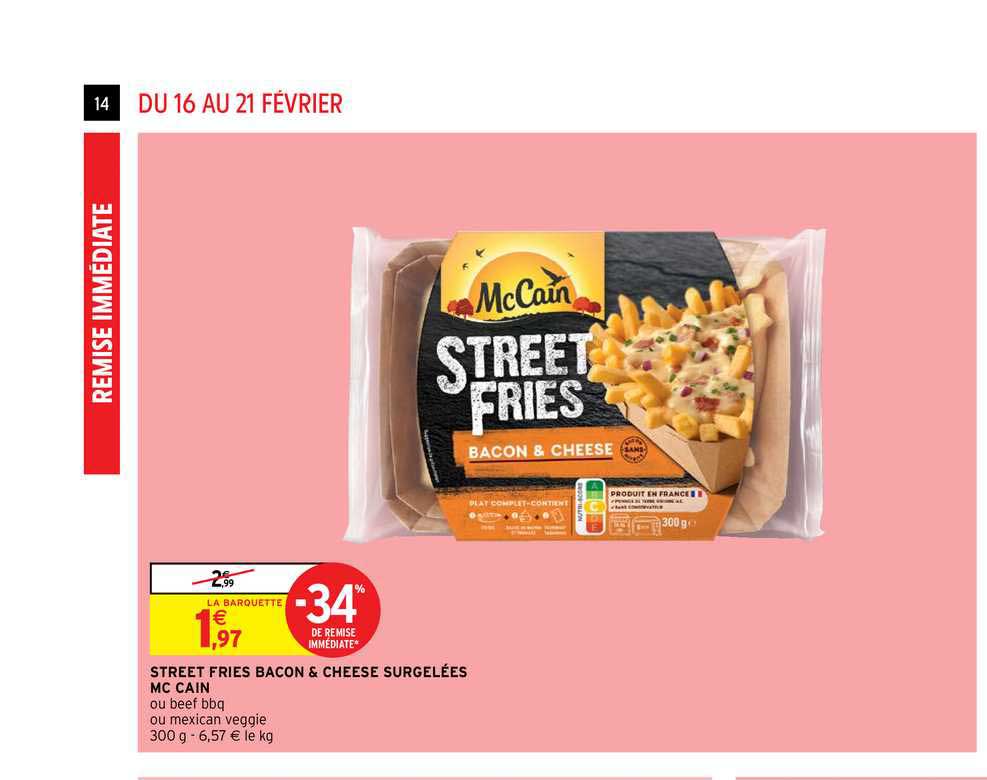 street fries bacon & cheese surgelées mc cain
