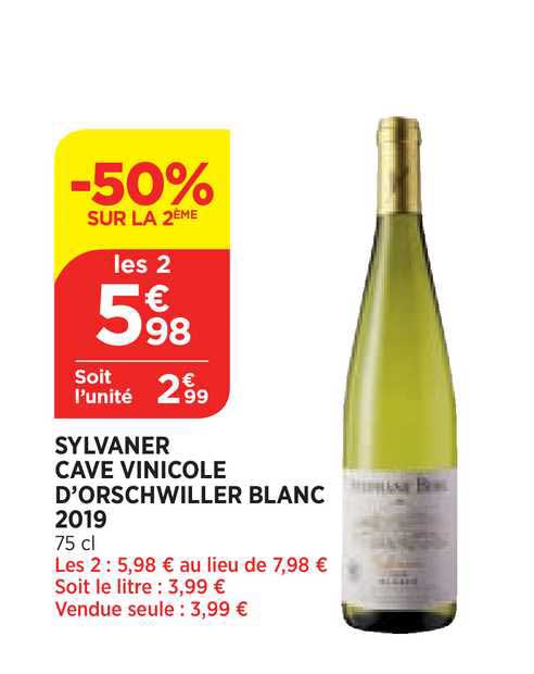 sylvaner cave vinicole d'orschwiller blanc 2019