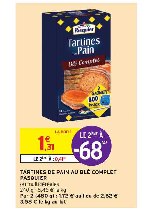 Tartines De Pain Au Blé Complet Pasquier