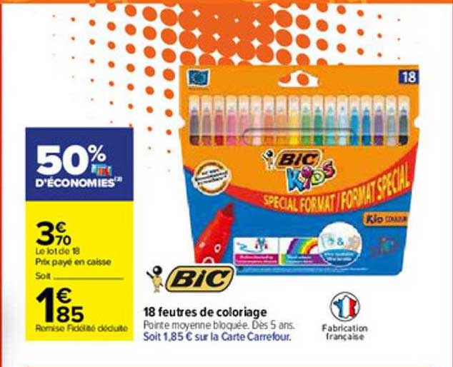 18 Feutres De Coloriage Bic