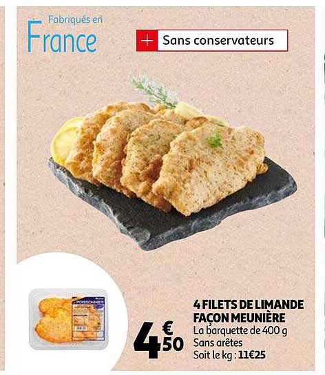 4 filets de limande façon meunière