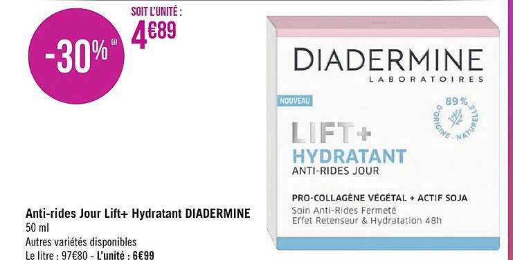 anti-rides jour lift+ hydratant diadermine