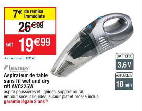 aspirateur de table sans fil wet and dry bestron