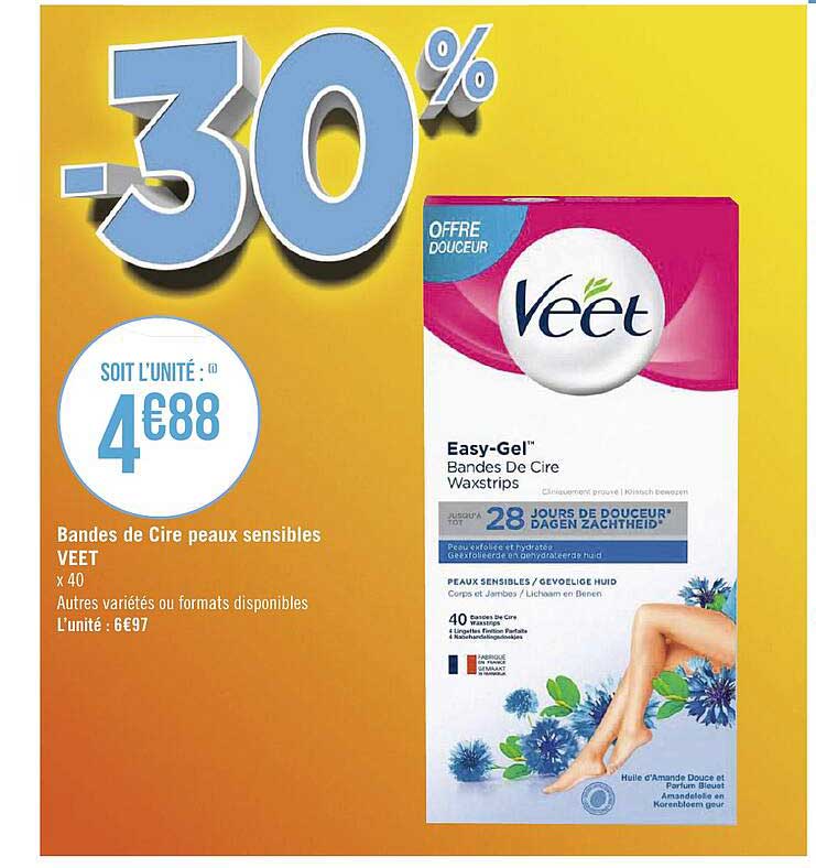 bandes de cire peaux sensibles veet