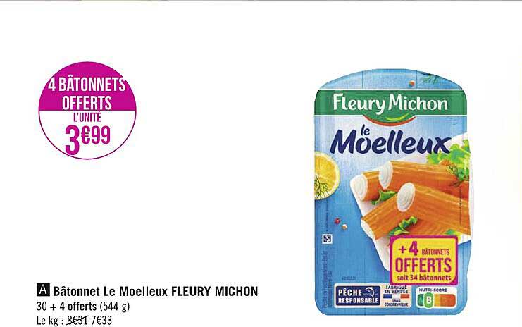 bâtonnets le moelleux fleury michon